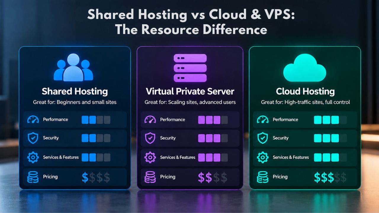 Shared Hosting vs Cloud and VPS: The Resource Difference Shared Hosting vs Cloud and VPS: The Resource Difference