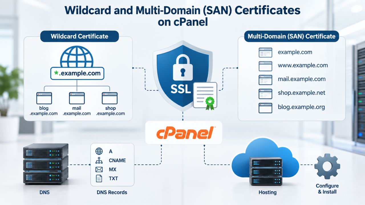 Wildcard and Multi-Domain (SAN) Certificates on cPanel Wildcard and Multi-Domain (SAN) Certificates on cPanel
