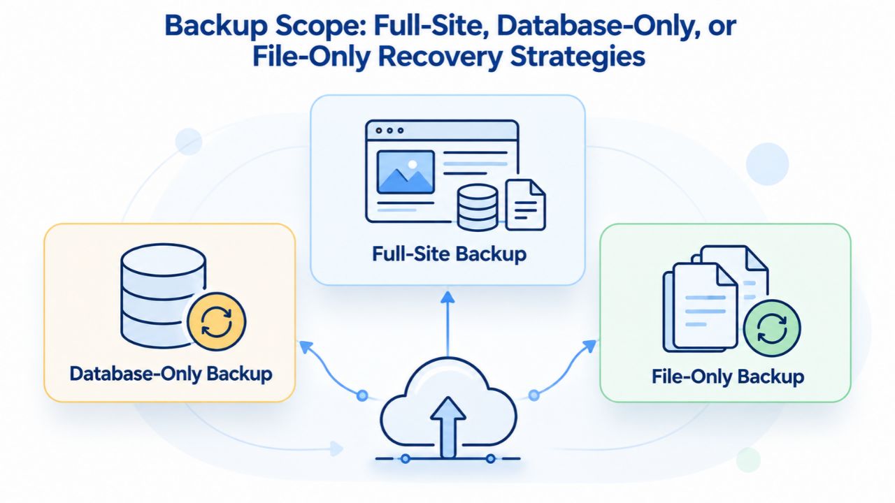 Backup Scope: Full-Site, Database-Only, or File-Only Recovery Strategies
Backup Scope: Full-Site, Database-Only, or File-Only Recovery Strategies