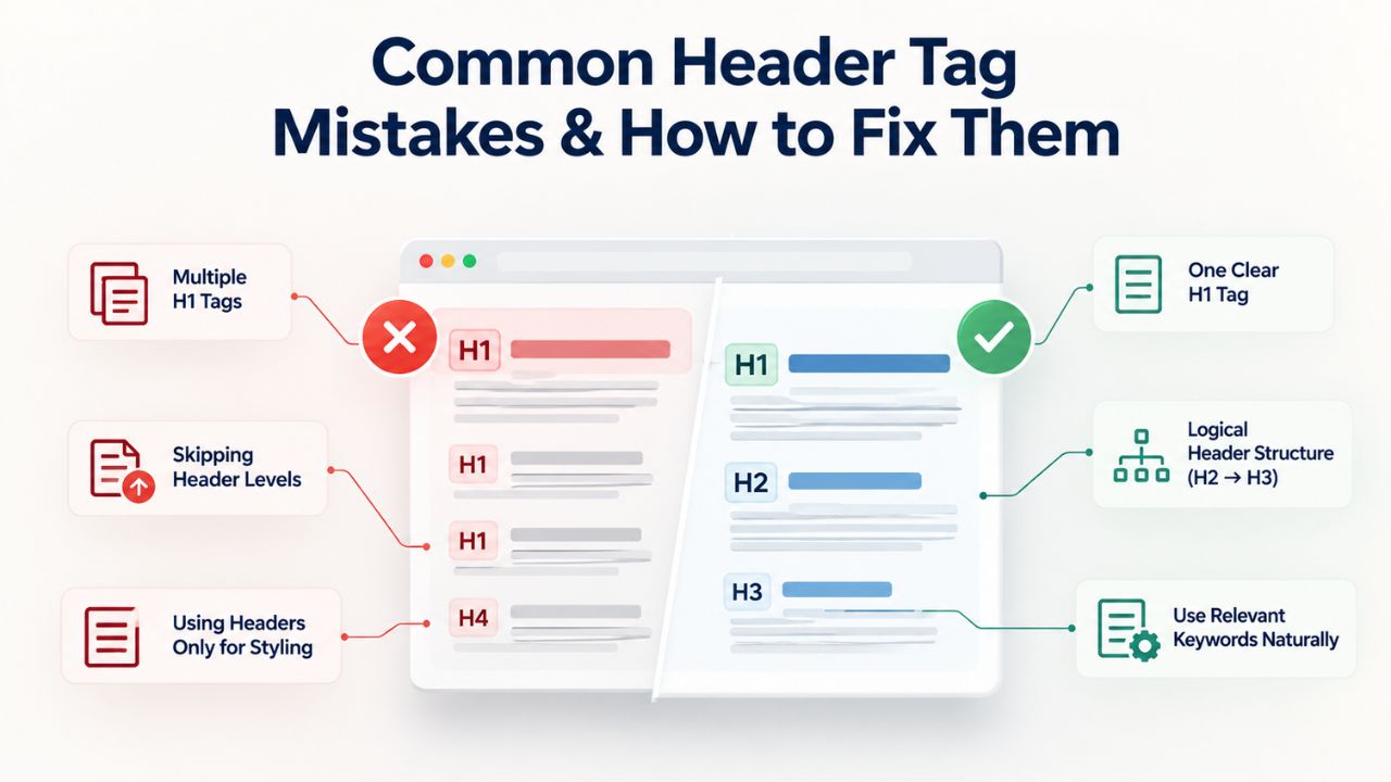 Common Header Tag Mistakes & How to Fix Them Common Header Tag Mistakes & How to Fix Them
