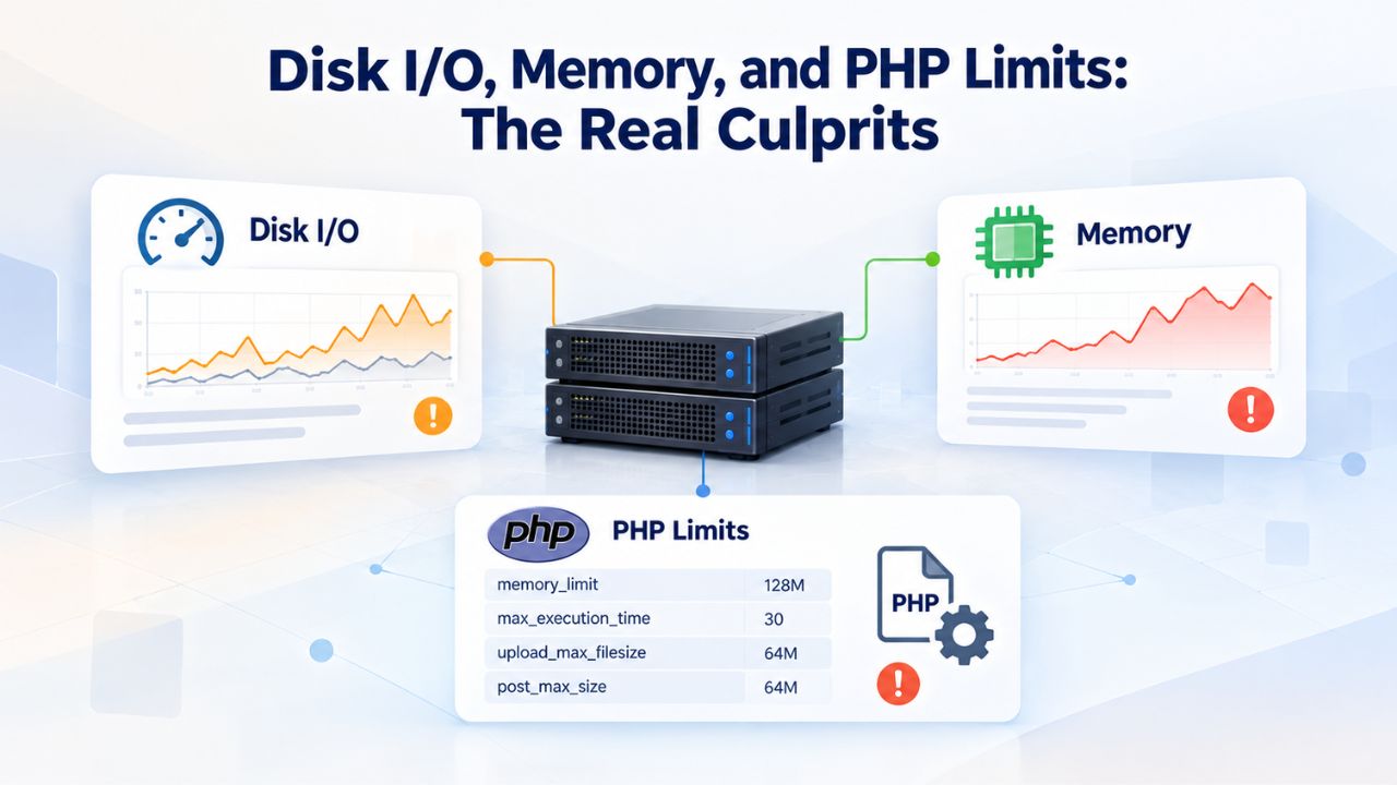 Disk I/O, Memory, and PHP Limits: The Real Culprits Disk I/O, Memory, and PHP Limits: The Real Culprits
