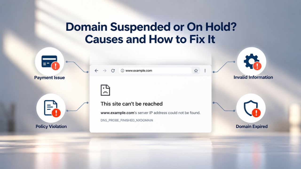Domain Suspended or On Hold_ Causes and How to Fix It Domain Suspended or On Hold_ Causes and How to Fix It