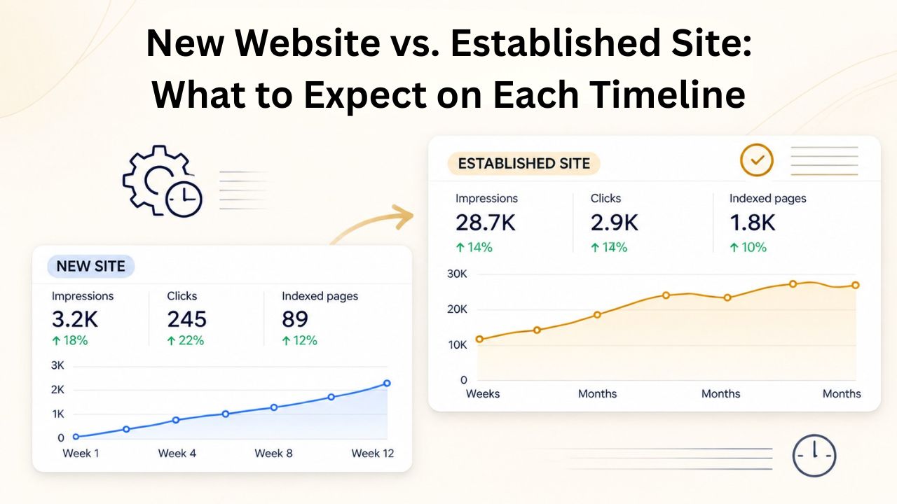 New Website vs. Established Site: What to Expect on Each Timeline New Website vs. Established Site: What to Expect on Each Timeline