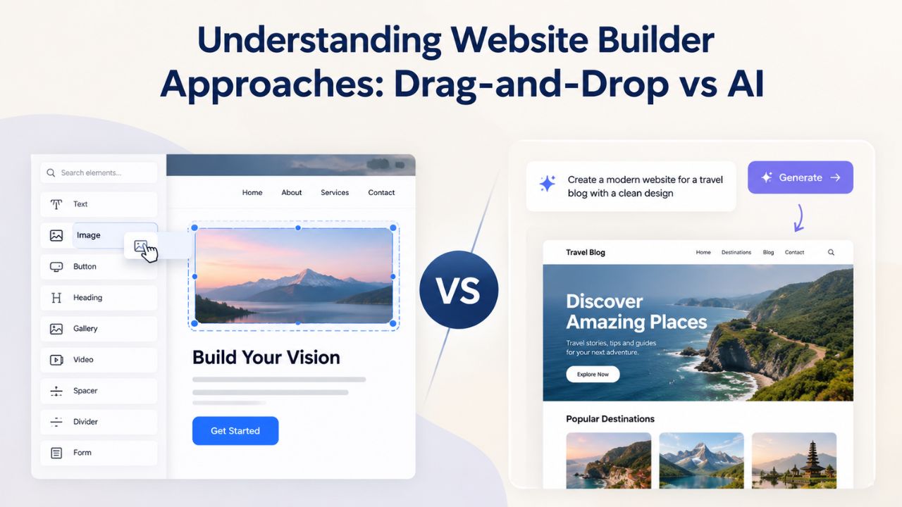 Understanding Website Builder Approaches: Drag-and-Drop vs AI Understanding Website Builder Approaches: Drag-and-Drop vs AI